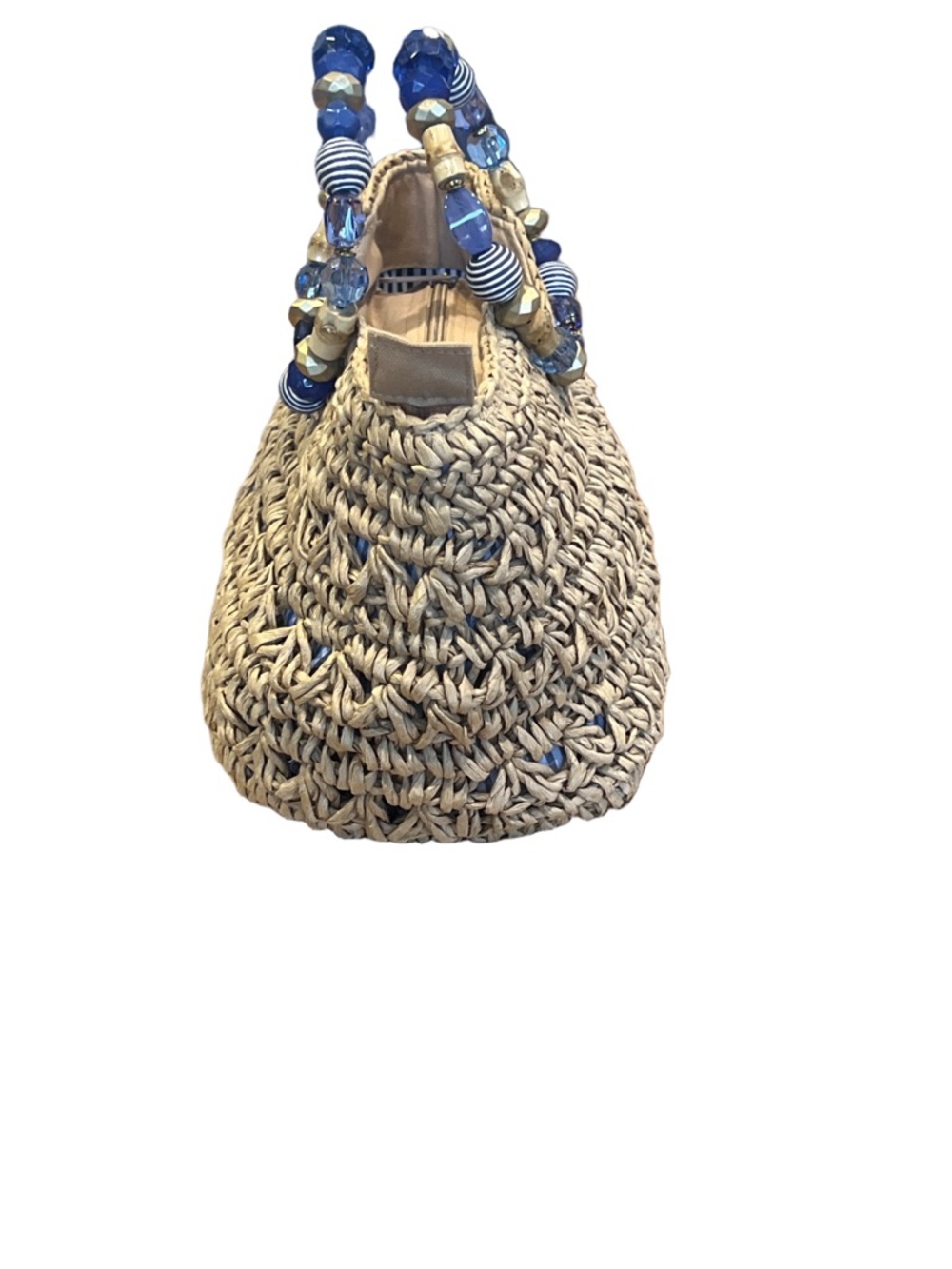 Cappelli Straworld Handbag Purse Chunky Beaded Round Handles - Picture 3 of 9